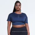 Camiseta respirável camisetas de tamanho grande para mulheres de tamanho grande Exercício seco de esportes seco azul Excesso pesado de camiseta pesada